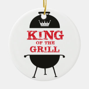 Kung av grillen, svart vit Krona röd Julgransprydnad Keramik