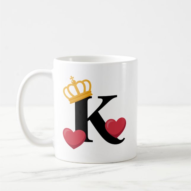 Kung av hjärtan krönt K-emblem Kaffemugg (Vänster)