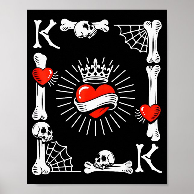 Kung Av Hjärter Kort Kostym Rolig Halloween Kung A Poster (Framsidan)