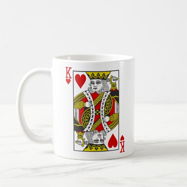 Kung av hjärtor som leker kort kaffemugg (Vänster)