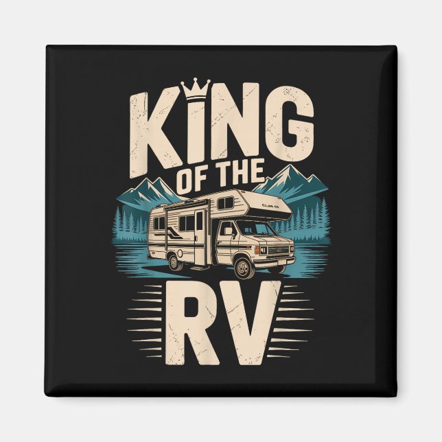 Kung av husvagn husvagn camping campareventyr  magnet (Framsidan)