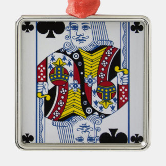 Kung av klöver (klubbar) julgransprydnad metall