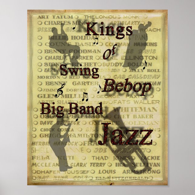 Kung av Poster utskrift av Swing Bebop Big Band Ja (Framsidan)
