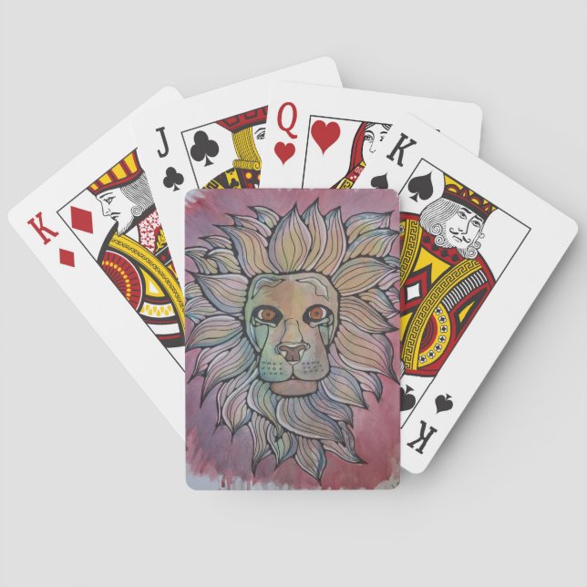 Kung av Rosa Original Akvarell Casinokort (Baksidan)