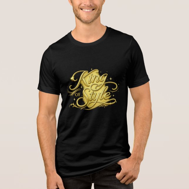 Kung av stil lyxig guldbords T-shirt för män (Framsida)