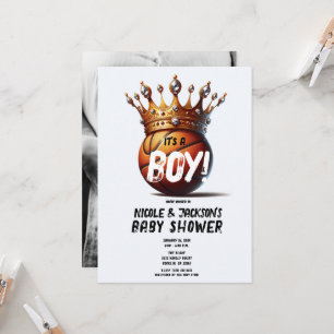 Kung Basketball Guld Krona Foto Baby Shower Inbjudningar
