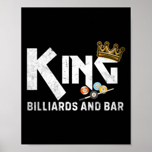Kung Billiards och Vintage Bassäng Player Funny Bi Poster