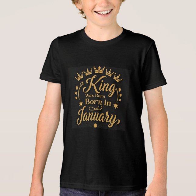 Kung Born i januari Golden Krona-pojkar T Shirt (Framsida)