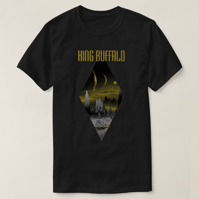 Kung Buffalo, svart gult, sol, klassiska bergsområ T Shirt (Design framsida)