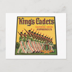 Kung Cadets Vintage Asparagus Label Vykort