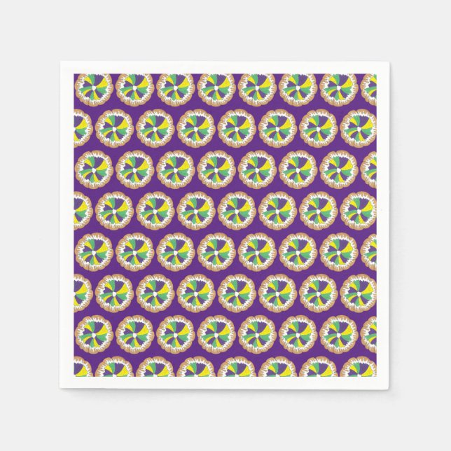 Kung Cake New Orleans NOLA Mardi Gras Carnival Pappersservett (Framsidan)