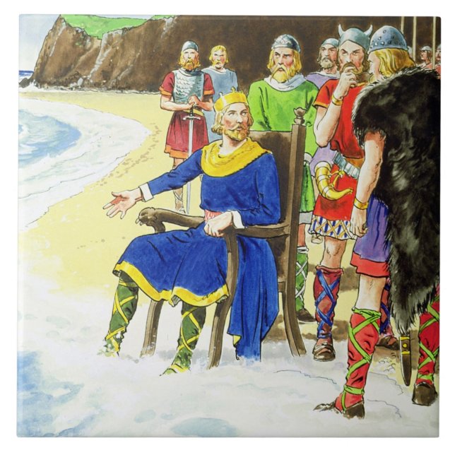 Kung Canute (c.995-1035) från 'pip in i förflutnan Kakelplatta (Framsidan)