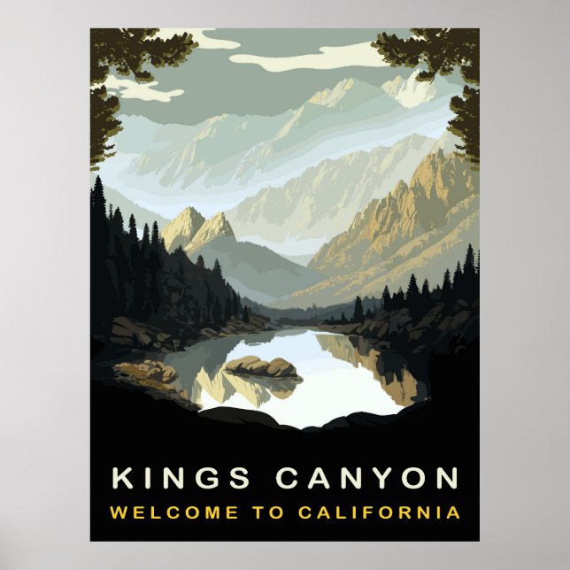 Kung Canyon, Kalifornien, Vintage resor Poster (Framsidan)