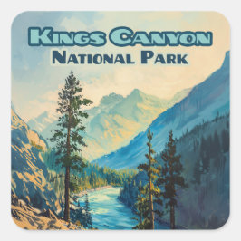 Kung Canyon National Park California Vintage Fyrkantigt Klistermärke
