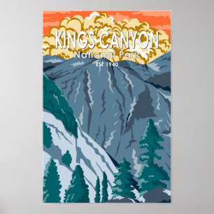 Kung Canyon National Park Sunset Vintage Poster