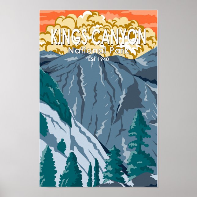 Kung Canyon National Park Sunset Vintage Poster (Framsidan)