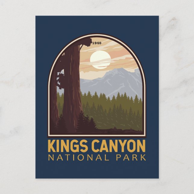 Kung Canyon National Park Vintage Emblem Vykort (Framsida)