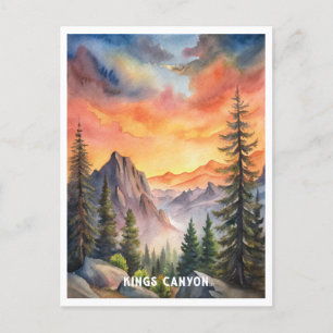 Kung Canyon National Park Watercolor Painting Vykort