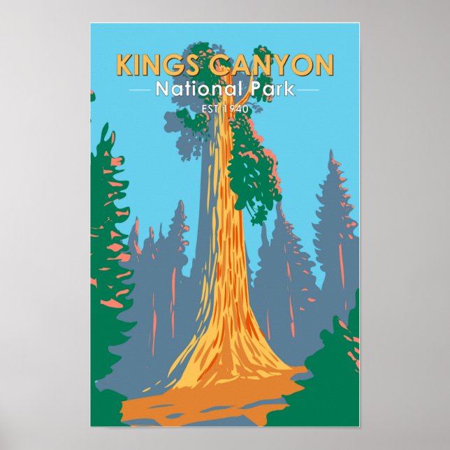 Kung Canyon nationalpark General Grant Träd Poster (Framsidan)