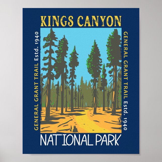 Kung Canyon nationalpark General Grant Trail Poster (Framsidan)
