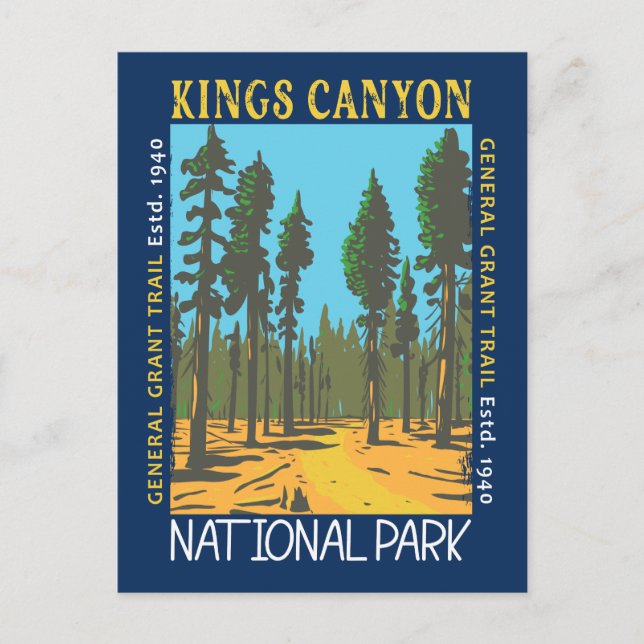 Kung Canyon nationalpark General Grant Trail Vykort (Framsida)