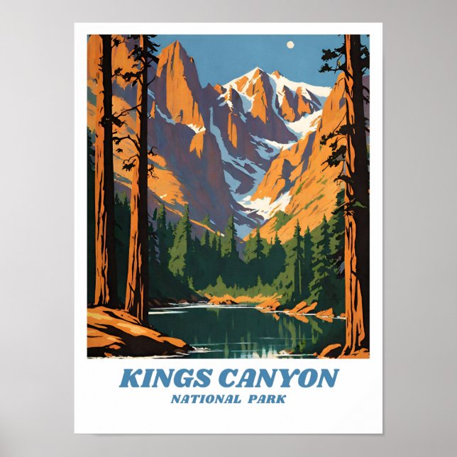 Kung Canyon nationalpark illustration retro Vaca Poster (Framsidan)