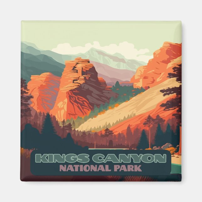 Kung Canyon nationalpark Kalifornien-bergen Magnet (Framsidan)