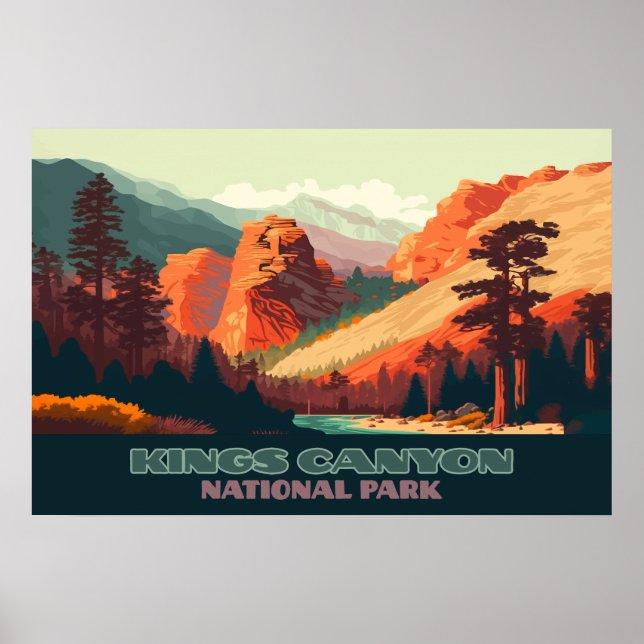 Kung Canyon nationalpark Kalifornien-bergen Poster (Framsidan)
