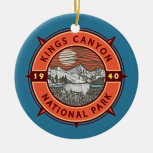Kung Canyon nationalpark Mule Hjort Retro Compass Julgransprydnad Keramik