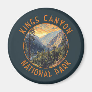 Kung Canyon nationalpark Retro Distress Circle Magnet