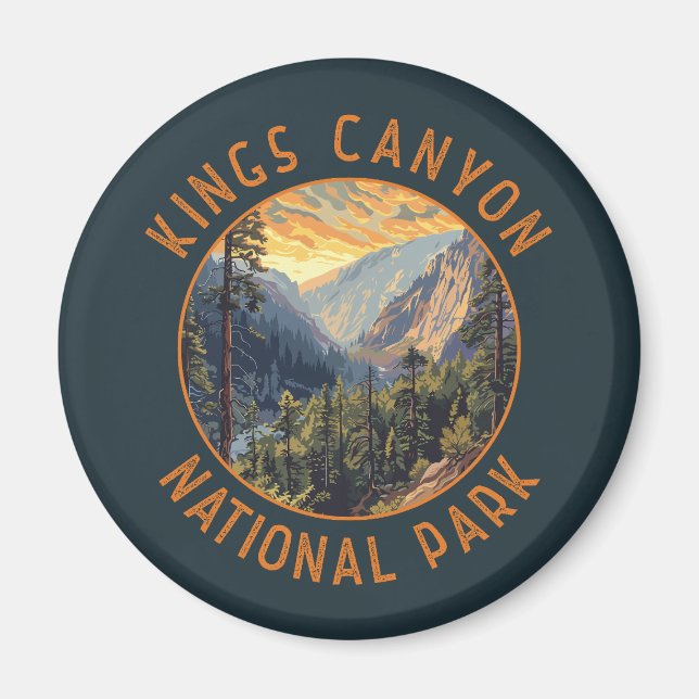 Kung Canyon nationalpark Retro Distress Circle Magnet (Framsidan)