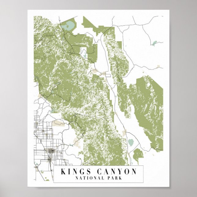 Kung Canyon nationalpark Retro Street Karta Poster (Framsidan)