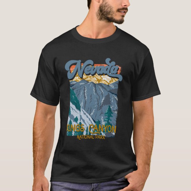 Kung Canyon nationalpark Silver Nevada State Nv T Shirt (Framsida)