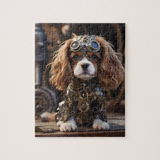 Kung Cavalier Spain Puppy Steampunked Pussel (Vertikal)