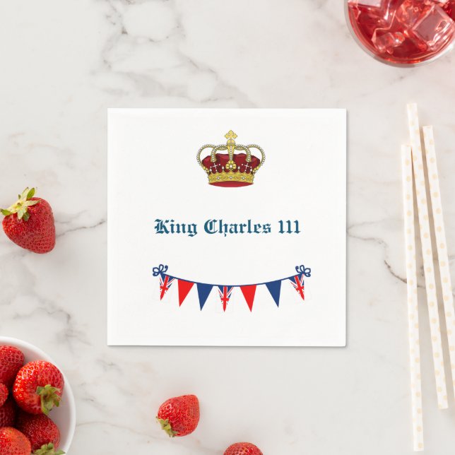 Kung Charles 111 Krona Royalty Pappersservett (Insitu)