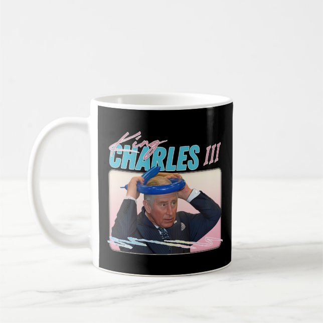 Kung Charles 3rd - Retro Aesthetic Fläkt Design Kaffemugg (Vänster)