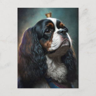 Kung Charles Cavalier Spain w/ Krona Postcard 2 Vykort