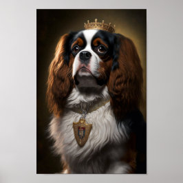 Kung Charles Cavalier spanel med Krona Poster