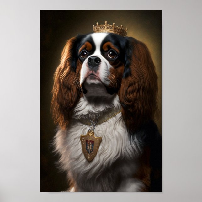 Kung Charles Cavalier spanel med Krona Poster (Framsidan)