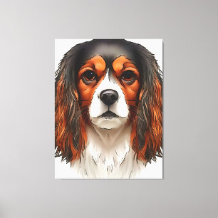 Kung Charles Cavalier spanel Pet Porträtt Canvastryck
