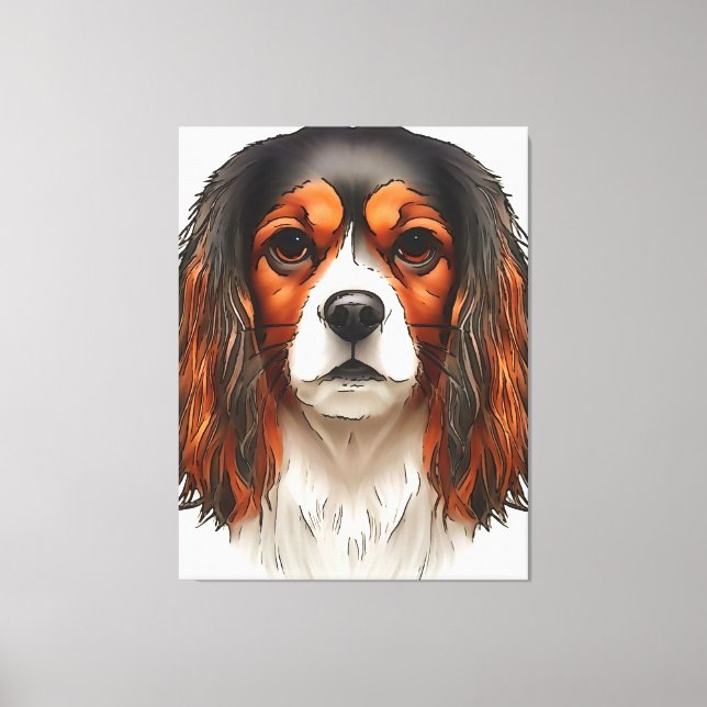 Kung Charles Cavalier spanel Pet Porträtt Canvastryck (Framsida)