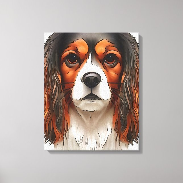 Kung Charles Cavalier spanel Pet Porträtt Canvastryck (Framsida)