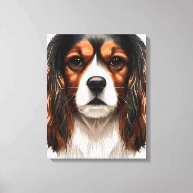 Kung Charles Cavalier spanel Pet Porträtt Canvastryck (Framsida)