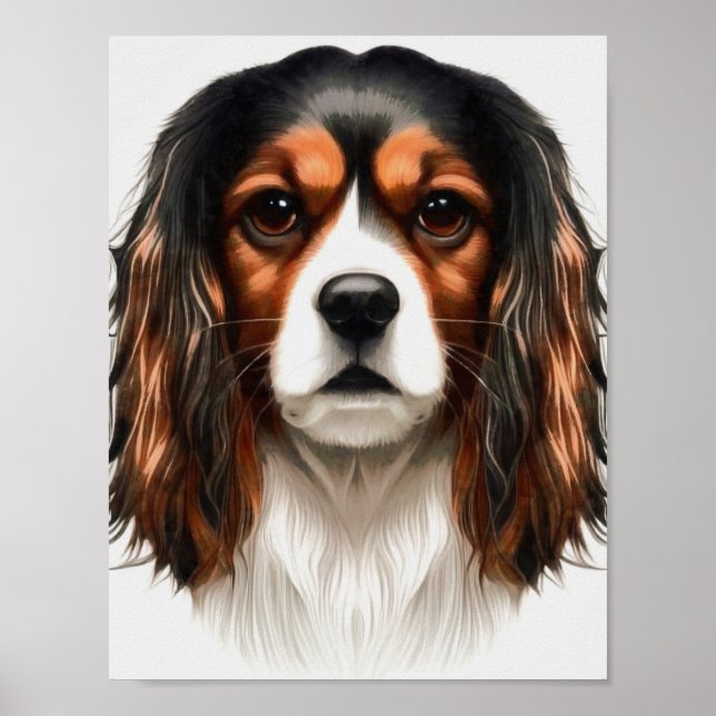 Kung Charles Cavalier spanel Pet Porträtt Poster (Framsidan)