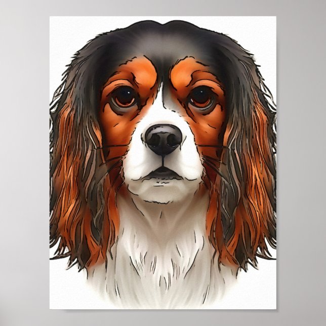 Kung Charles Cavalier spanel Pet Porträtt Poster (Framsidan)