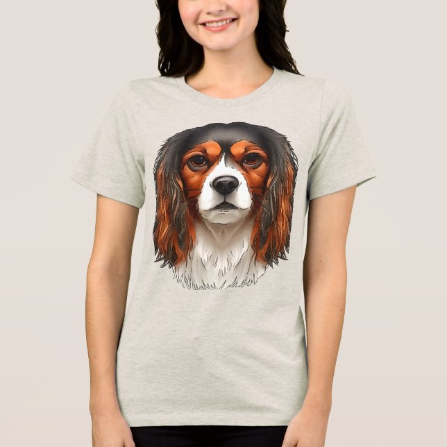 Kung Charles Cavalier Spaniel Husdjur Porträtt Utk T Shirt (Framsida)