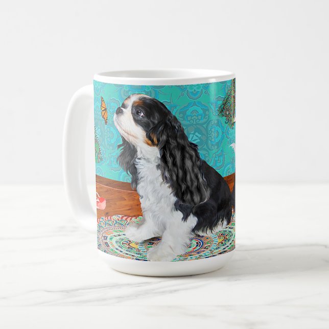 Kung Charles Cavalier Spaniel Resemugg Kaffemugg (Framsida vänster)