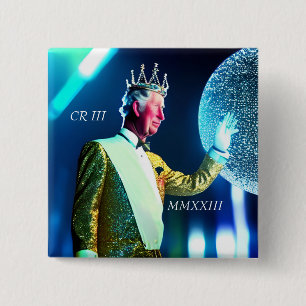 Kung Charles III 15 cm Square Badge Knapp
