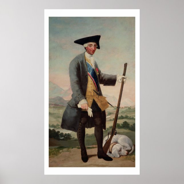Kung Charles III (1716-88) som Huntsman, 1786/88 Poster (Framsidan)