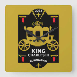 Kung Charles III British Coronation 2023 Fyrkantig Klocka